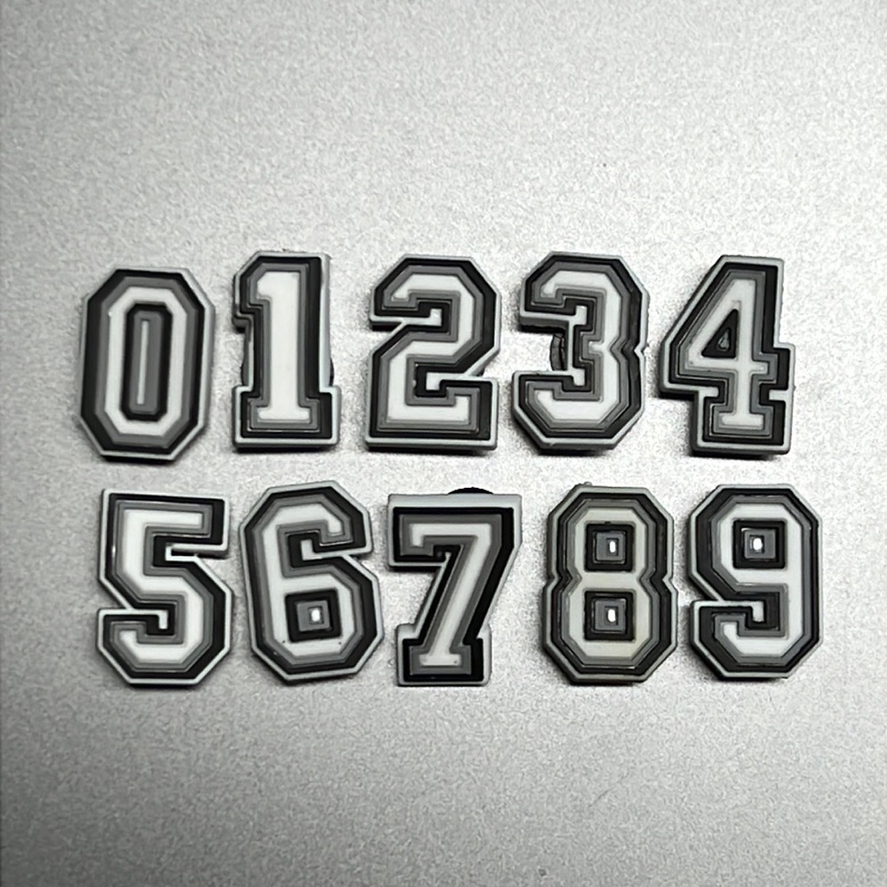 Croc Numbers Jibbitz, White and black silcone